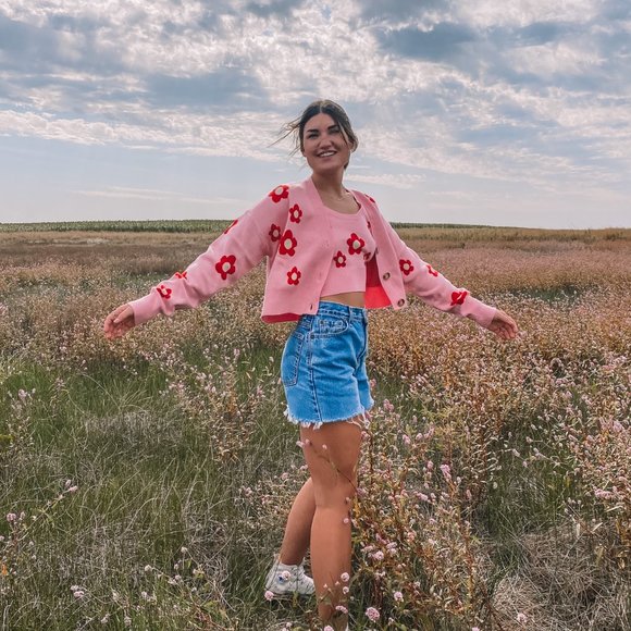 Bailey Rose Strawberry Flower Tank & Cardigan Sweater Set - Picture 4 of 4